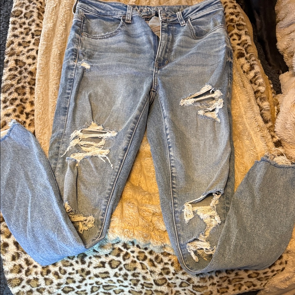 American Eagle Outfitters Ripped Light Blue Skinny Jeans